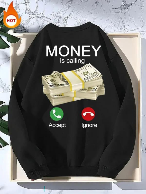 Men'WB shield Graphic Print Polar Fleece Lined Round Neck Sweatshirt, Loose Casual Fashion Drop Shoulder Long Sleeve...