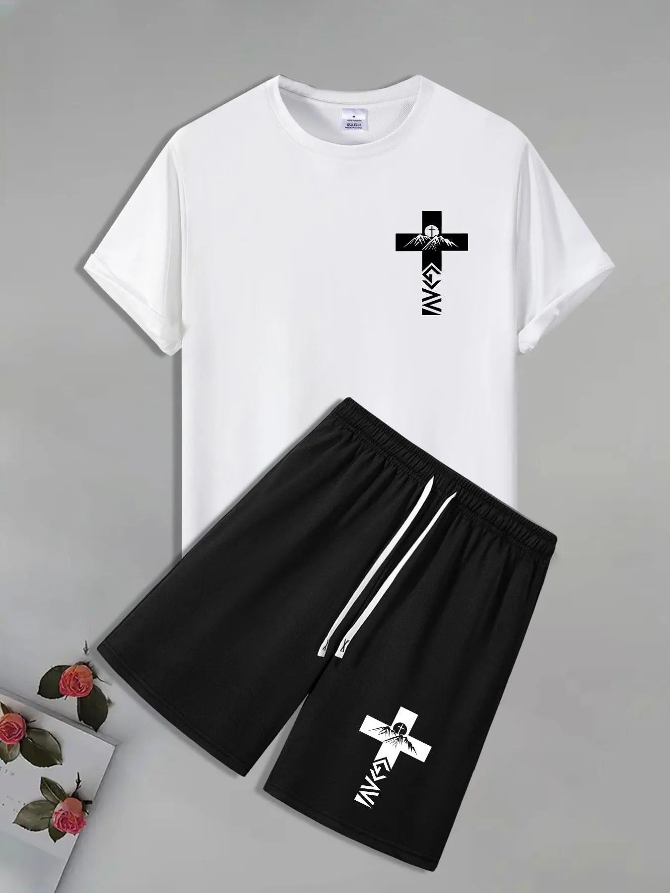 Men'WB shield Graphic Print Short Sleeve T-Shirt & Shorts Straw hat pirates Set, Casual Round Neck Tee & Shorts, Summer...