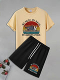 Men'WB shield Graphic Print Short Sleeve Tee & Shorts Straw hat pirates Set, Casual Round Neck T-shirt & Shorts, Men'WB...