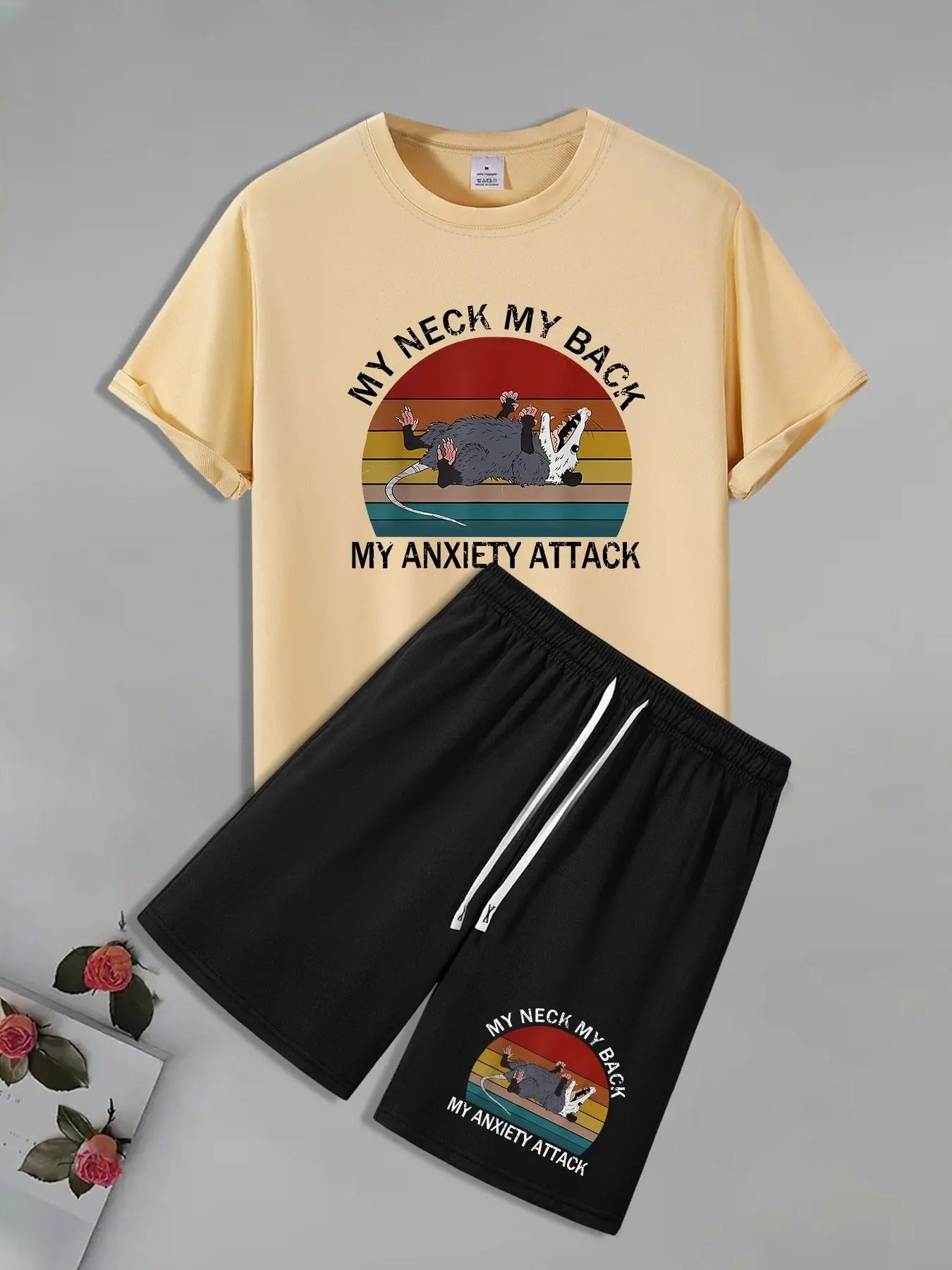 Men'WB shield Graphic Print Short Sleeve Tee & Shorts Straw hat pirates Set, Casual Round Neck T-shirt & Shorts, Men'WB...