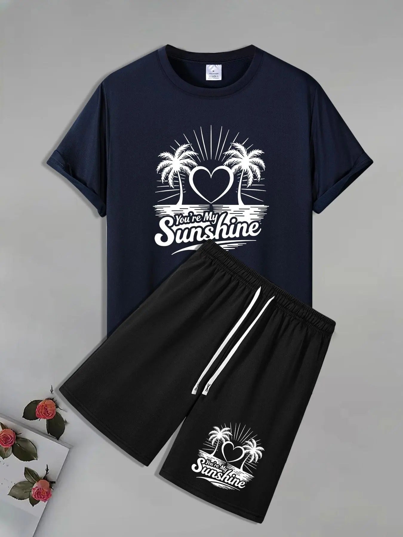 Men'WB shield Graphic Print Short Sleeve Tee & Shorts Straw hat pirates Set, Casual Round Neck T-shirt & Shorts, Men'WB...