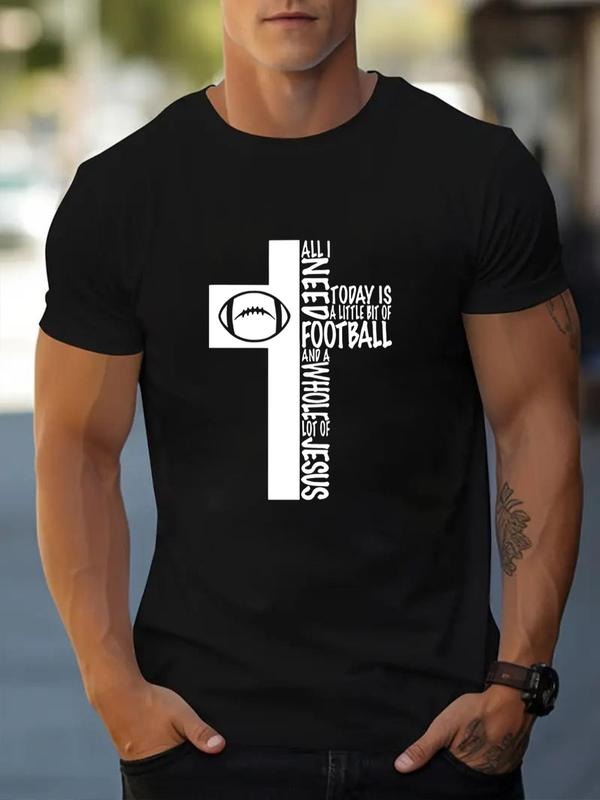 Men'WB shield Graphic Round Neck Easter Tee, Summer TNF, Regular Fit Letter Print Short Sleeve T-Shirt for Daily Wear,...