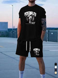 Men'WB shield Graphic Short Sleeve Tee & Shorts Set, Loose Casual Round Neck T-shirt & Track Shorts, Summer TNF Set for...