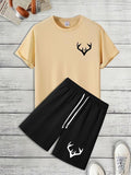 Men'WB shield Green tractor brand Print Short Sleeve Graphic Tee & Shorts Straw hat pirates Set, Loose Casual Round Neck...