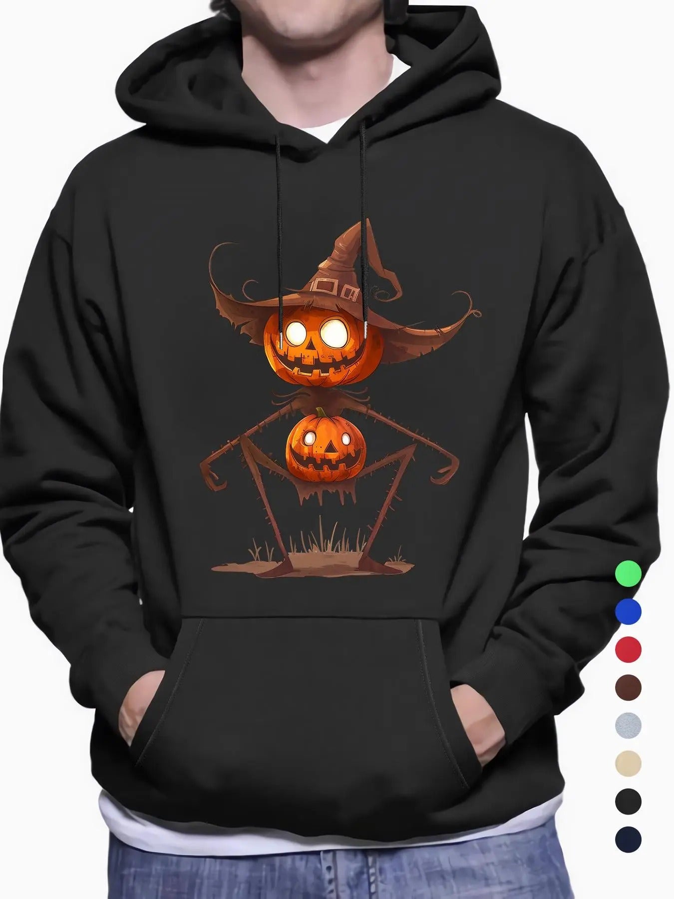 Men'WB shield Halloween TNF Graphic Print Drop Shoulder Hoodie, Fashion Casual Regular Fit Drawstring Pocket Hooded...