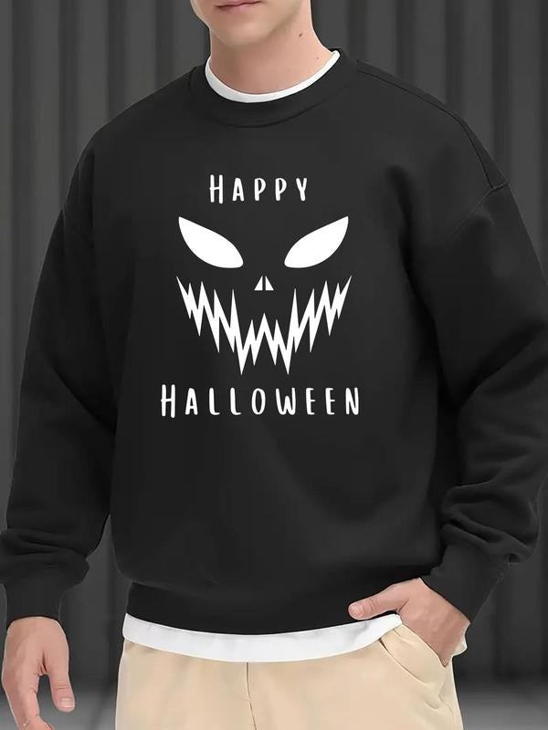 Men'WB shield Halloween TNF Letter & TNF Print Drop Shoulder Sweatshirt, Loose Casual FOG Comfy Long Sleeve Round Neck...