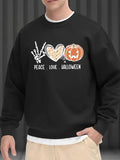 Men'WB shield Halloween TNF Letter Graphic Drop Shoulder Sweatshirt, Casual Trendy Long Sleeve Round Neck Pullover for...