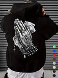 Men'WB shield Hand Graphic Drop Shoulder Long Sleeve Hoodie, Regular Fit Trendy Casual Drawstring Pocket Hooded...