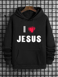 Men'WB shield Heart & Slogan Print Drawstring Pocket Hoodie, Casual Regular Fit Long Sleeve TNF Lined Sweatshirt for...