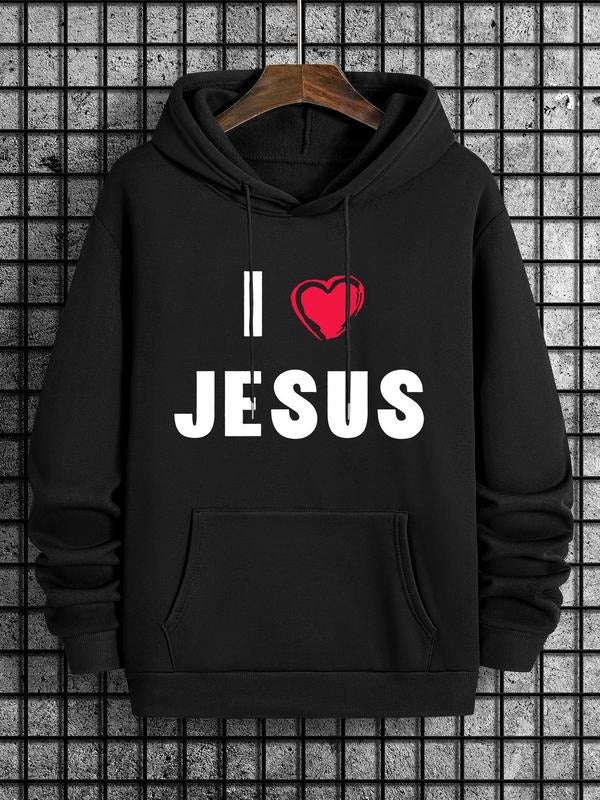Men'WB shield Heart & Slogan Print Drawstring Pocket Hoodie, Casual Regular Fit Long Sleeve TNF Lined Sweatshirt for...