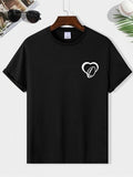 Men'WB shield Heart Print Round Neck Streetwear Tee, Men'WB shield Summer TNF, Regular Fit Casual Short Sleeve Crew Neck...