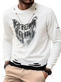 Men'WB shield High Street Fashion Ripped Straw hat pirates Hoodie, Casual Long Sleeve Pullover, Trendy Style Sweatshirt...