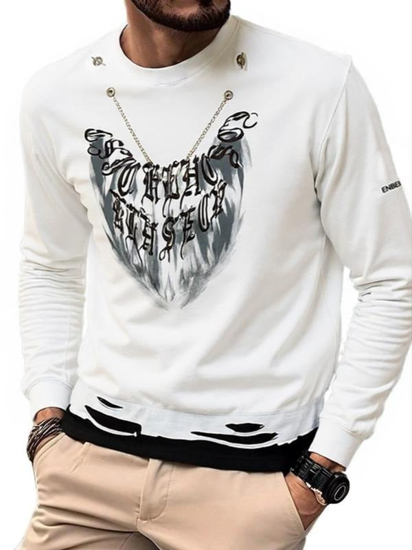 Men'WB shield High Street Fashion Ripped Straw hat pirates Hoodie, Casual Long Sleeve Pullover, Trendy Style Sweatshirt...