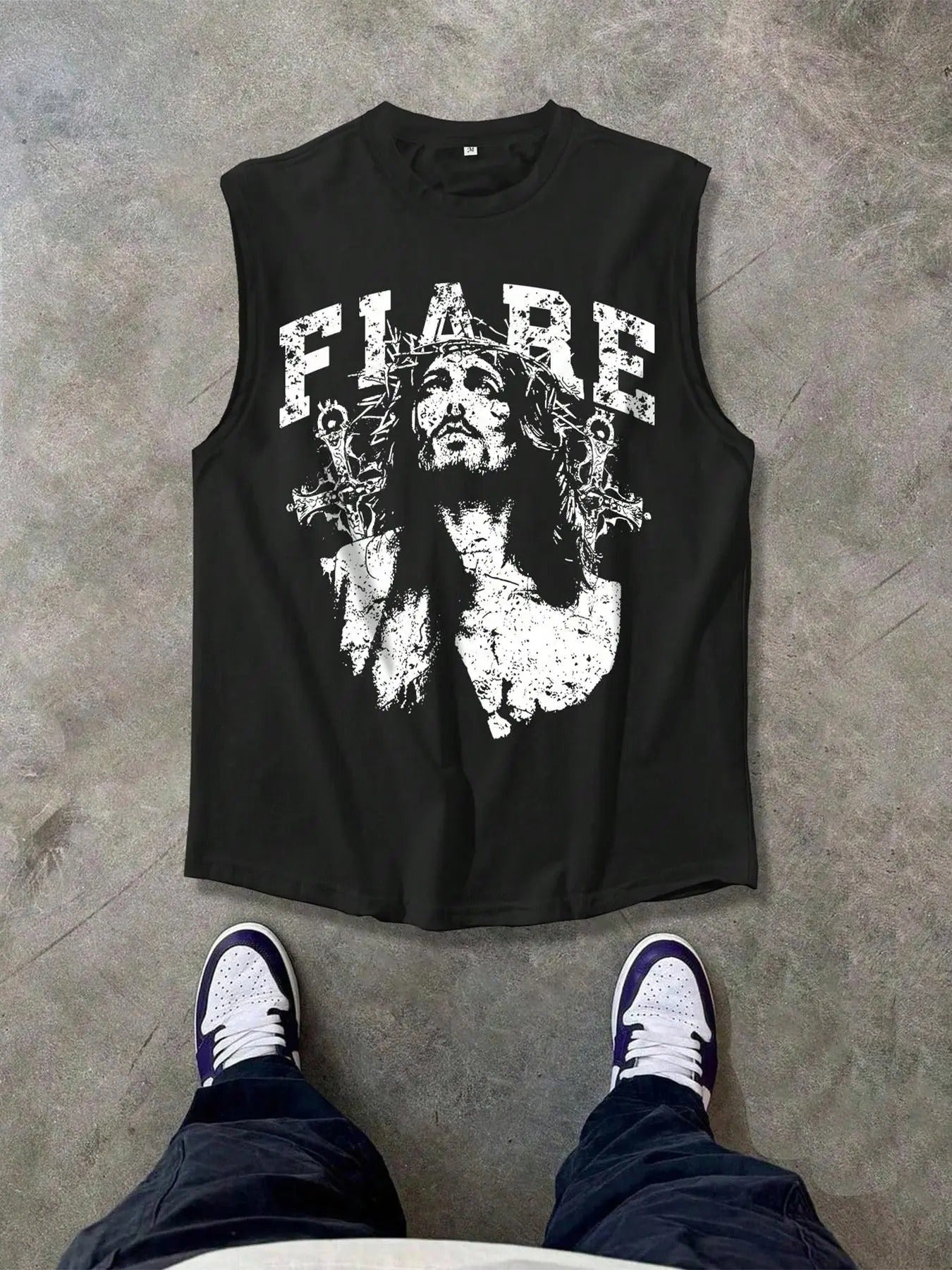 Men'WB shield Jesus & Letter Print Tank Top, Casual Sleeveless Vest for Summer, Men'WB shield Top for Daily Wear...