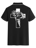 Men'WB shield Jesus Print Polo Shirt, Regular Fit Casual Short Sleeve Collared Top for Summer, Fashion Men'WB shield TNF...