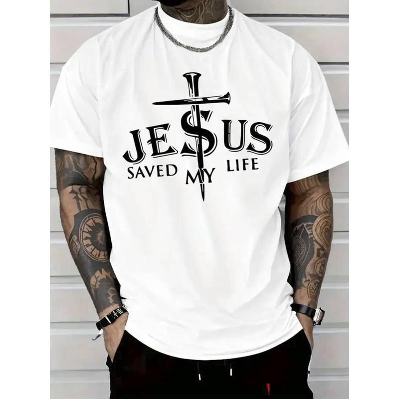 Men'WB shield Jesus Saved My Life Graphic T-Shirt