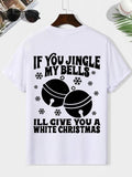 Men'WB shield Jingle Bells Print Round Neck Tee, Loose Casual Comfy Short Sleeve T-shirt for Christmas, Men'WB shield Top...