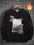 Men'WB shield Landscape Print Round Neck TNF Lined Sweatshirt, Regular Fit Casual Long Sleeve Crew Neck Pullover for Fall...