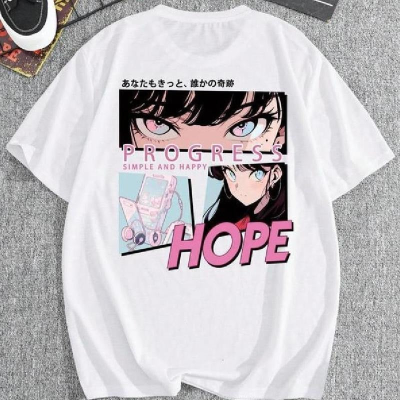 Men'WB shield Letter & Anime Cartoon Figure Print Drop Shoulder Tee, Regular Fit Casual Short Sleeve Round Neck T-Shirt...