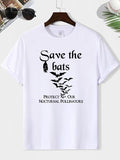 Men'WB shield Letter & Bat Print Round Neck Tee, Loose Casual Short Sleeve T-shirt for Summer, Men'WB shield Top for...