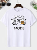 Men'WB shield Letter & Beer Print Round Neck Tee, Loose Casual Fashion Graphic Short Sleeve T-shirt for Summer, Men'WB...