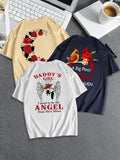 Men'WB shield Letter & Bird Print Short Sleeve Tee, Regular Fit Casual Round Neck Graphic T-shirt for Summer, Men'WB...