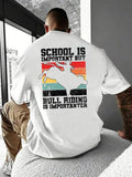 Men'WB shield Letter & Bull Riding Print Round Neck Tee, Loose Casual Short Sleeve T-shirt for Summer, Men'WB shield Top...