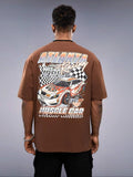 Men'WB shield Letter & Car Print Short Sleeve Graphic Tee, Loose Casual Fashion T-shirt for Summer, Men'WB shield Top for...