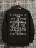Men'WB shield Letter & Cross Print Drop Shoulder Sweatshirt, Regular Fit Casual FOG Comfy Long Sleeve Round Neck Pullover...