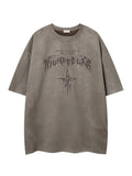 Men'WB shield Letter & Cross Print Short Sleeve Tee, Loose Casual Fashion T-shirt for Summer, Men'WB shield Top for Daily...