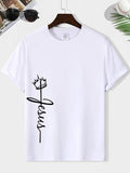Men'WB shield Letter & Crown Print Double-sided Tee, Casual Comfy Round Neck Short Sleeve T-shirt for Summer, Fashion...