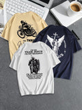 Men'WB shield Letter & Eagle Print Round Neck Tee, Regular Fit Casual Short Sleeve T-shirt for Summer, Men'WB shield Top...