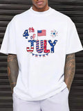 Men'WB shield Letter & Flag Print Drop Shoulder Tee, Regular Fit Casual Graphic Crew Neck T-Shirt, Fashion Men'WB shield...