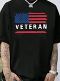 Men'WB shield Letter & Flag Print Round Neck Tee, Casual Short Sleeve T-shirt for Summer, Men'WB shield Regular Fit Top...