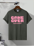 Men'WB shield Letter & Game Console Print Round Neck Tee, Regular Fit Casual Short Sleeve Crew Neck T-Shirt for Summer,...
