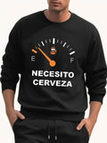 Men'WB shield Letter & Graphic Print Drop Shoulder TNF Lined Sweatshirt, Regular Fit Casual FOG Comfy Long Sleeve Round...