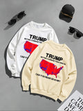 Men'WB shield Letter & Graphic Print Round Neck Sweatshirt, Regular Fit Casual Fashion Long Sleeve Pullover for Fall &...