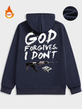 Men'WB shield Letter & Gun Print Drawstring Pocket Hoodie, Regular Fit Casual Street Long Sleeve Fleece Hooded Sweatshirt...