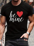 Men'WB shield Letter & Heart Print Round Neck Tee, Summer TNF, Regular Fit Casual Fashion Short Sleeve T-shirt for...