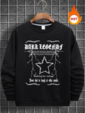Men'WB shield Letter & Lightsaber brand Print Round Neck TNF Lined Sweatshirt, Regular Fit Casual Long Sleeve Crew Neck...