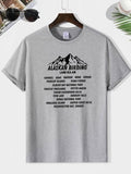 Men'WB shield Letter & Mountain Print Round Neck Tee, Loose Casual Comfy Short Sleeve Crew Neck T-shirt for Summer,...