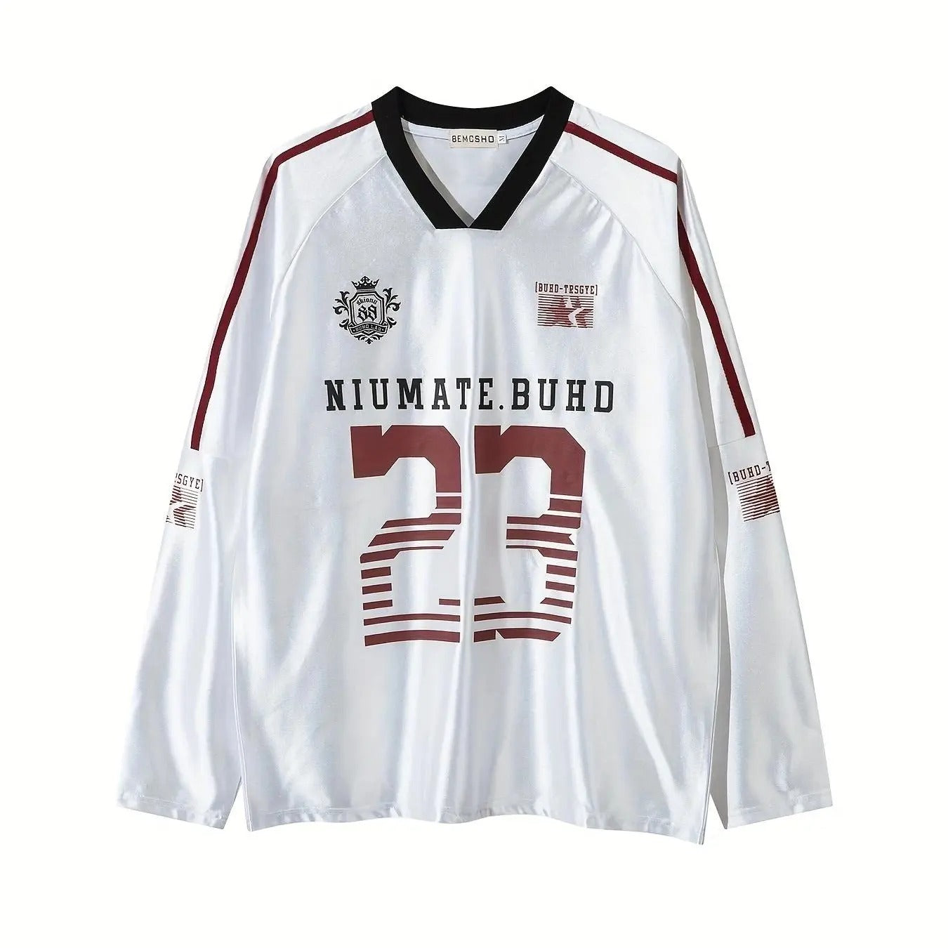 Men'WB shield Letter & Number Print Superhero team Neck Raglan Sleeve T-shirt, Loose Casual Long Sleeve Tee, Men'WB...
