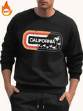 Men'WB shield Letter & Palm Tree Print Crew Neck Sweatshirt, Regular Fit Casual FOG Comfy Long Sleeve Pullover for Fall &...