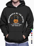 Men'WB shield Letter & Pumpkin & Cat Print Drop Shoulder Hoodie, Fashion Casual Regular Fit Drawstring Pocket Hooded...