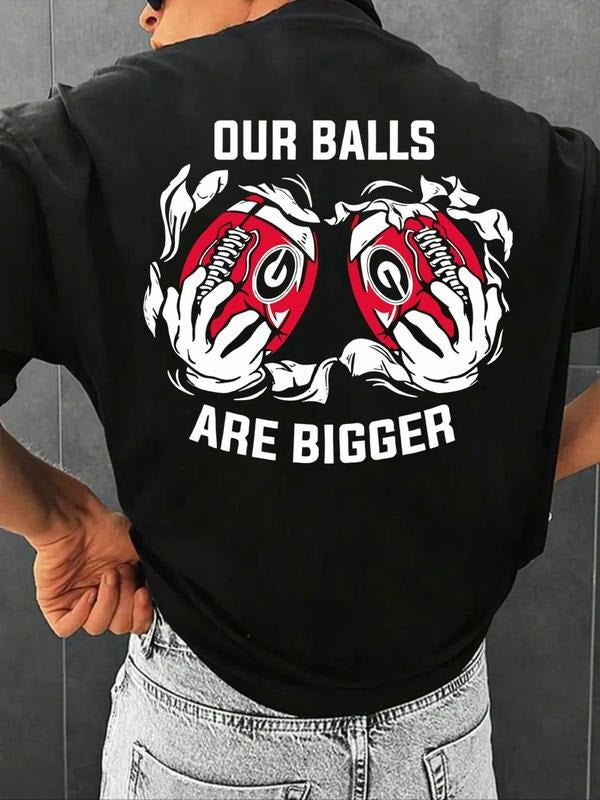 Men'WB shield Letter & Rugby Print Graphic Round Neck Tee, Loose Casual Fashion Short Sleeve T-shirt for Summer, Men'WB...