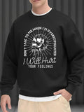 Men'WB shield Letter & Skull Print Drop Shoulder Sweatshirt, Loose Casual FOG Comfy Long Sleeve Round Neck Pullover for...