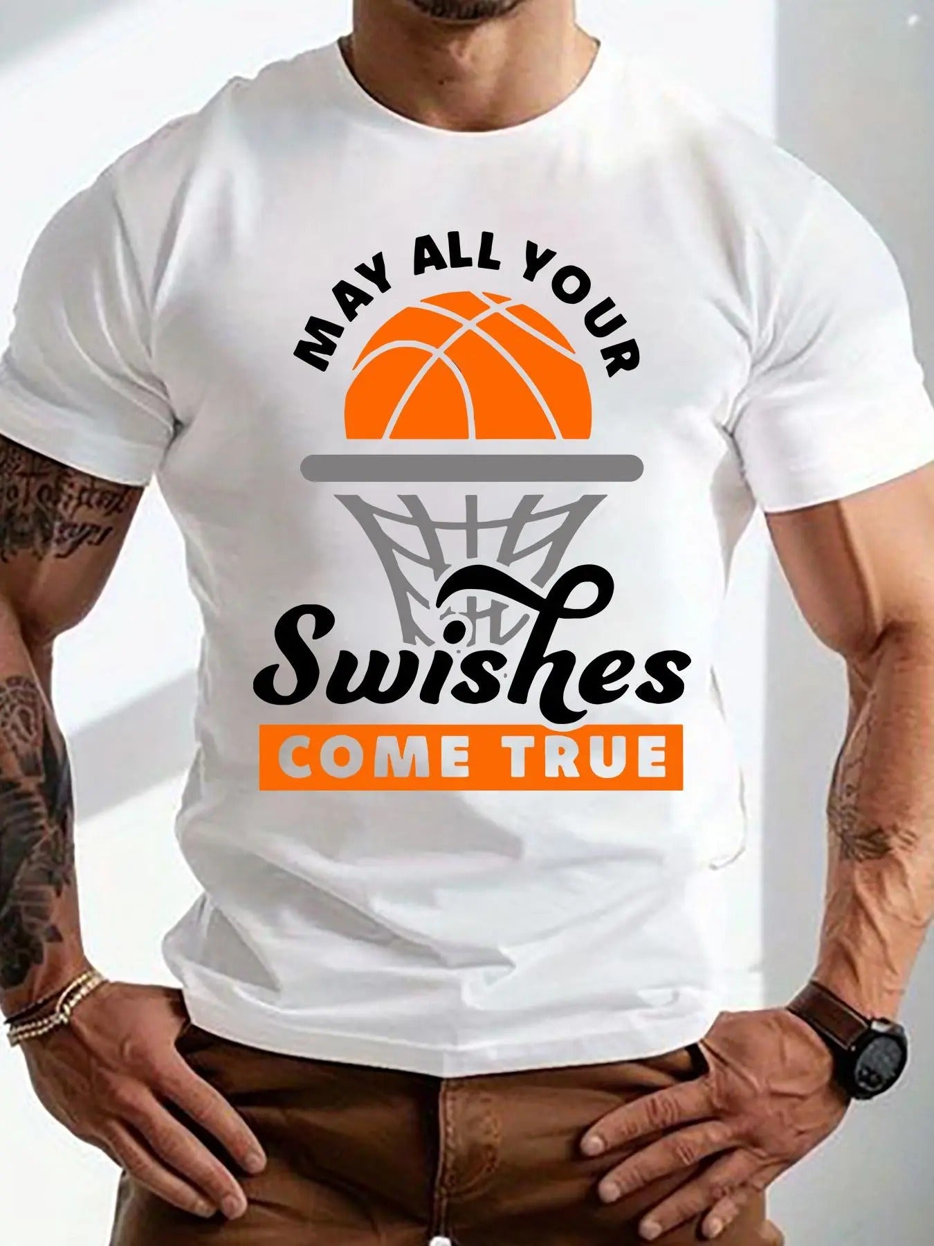 Men'WB shield Letter & Spiky hair fighters Graphic Print Round Neck Tee, Casual Comfy Regular Fit Short Sleeve T-Shirt...