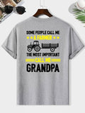 Men'WB shield Letter & Tractor Print Round Neck Tee, Loose Casual Short Sleeve Crew Neck T-shirt for Summer, Fashion...