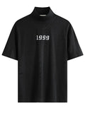 Men'WB shield Letter Embroidery Half Turtleneck T-shirt, Loose Casual Fashion Short Sleeve Tee for Summer, Men'WB shield...