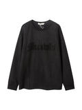 Men'WB shield Letter Embroidery Patched Suede Sweatshirt, Loose Casual Long Sleeve Round Neck Pullover for Fall & Winter,...